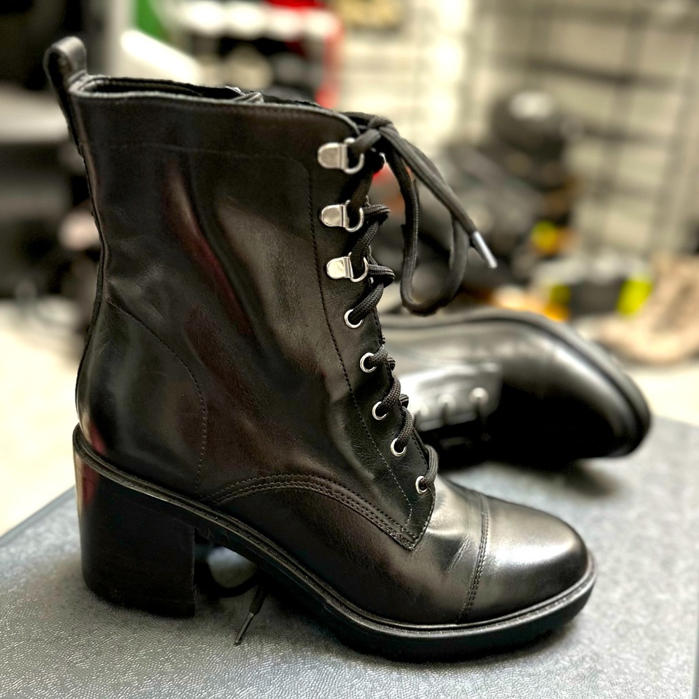 Marc Fisher Melanie Size 10 black combat boots.